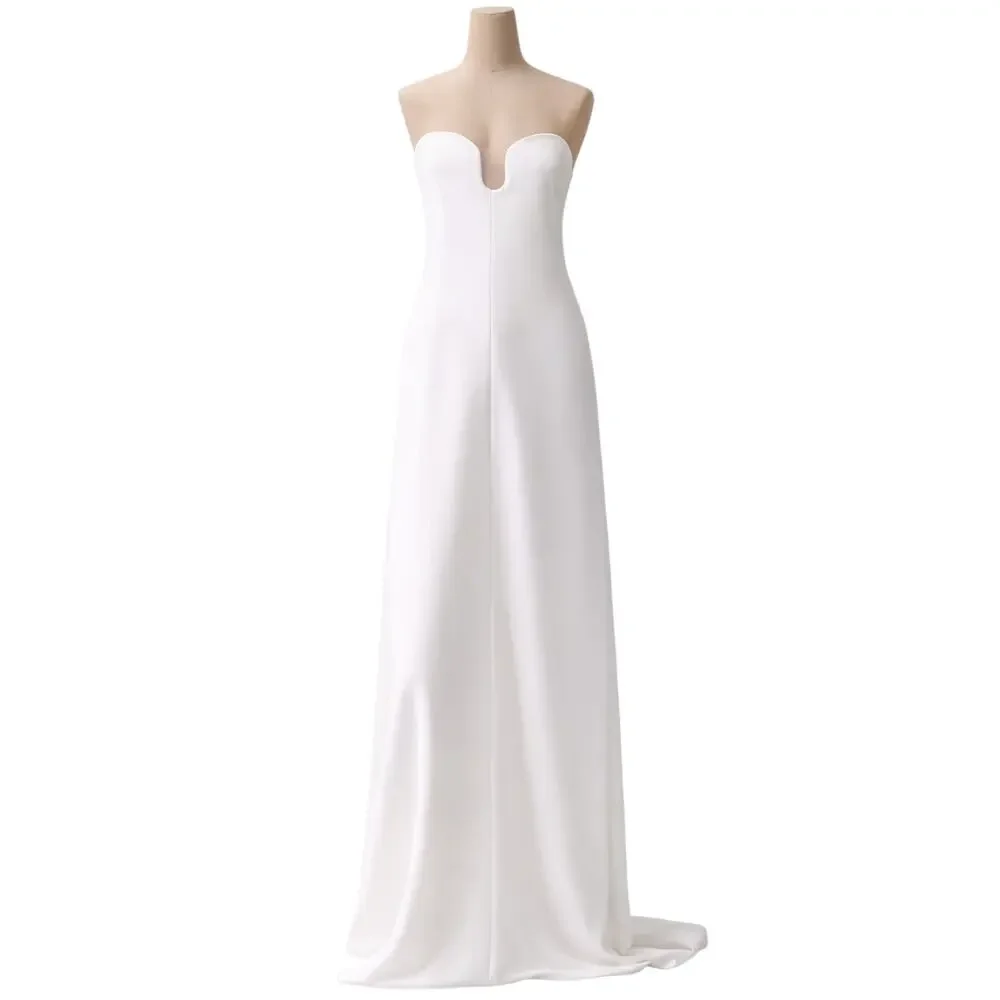 Besa Bridal Rowen Strapless Wedding Dress Modern Minimal Notch Neckline Gown NWT
